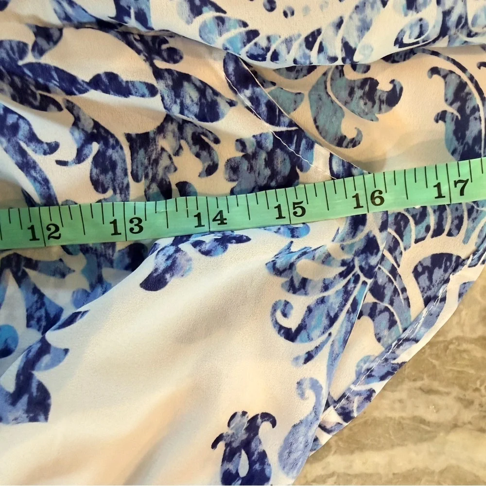 Show Me Your Mumu Blue White Damask Maxi Dress Off Shoulder XS